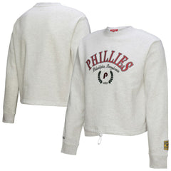 Heather Gray Philadelphia Phillies Mitchell & Ness Women's Cropped Toggle Pullover Sweatshirt