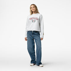 Heather Gray Philadelphia Phillies Mitchell & Ness Women's Cropped Toggle Pullover Sweatshirt