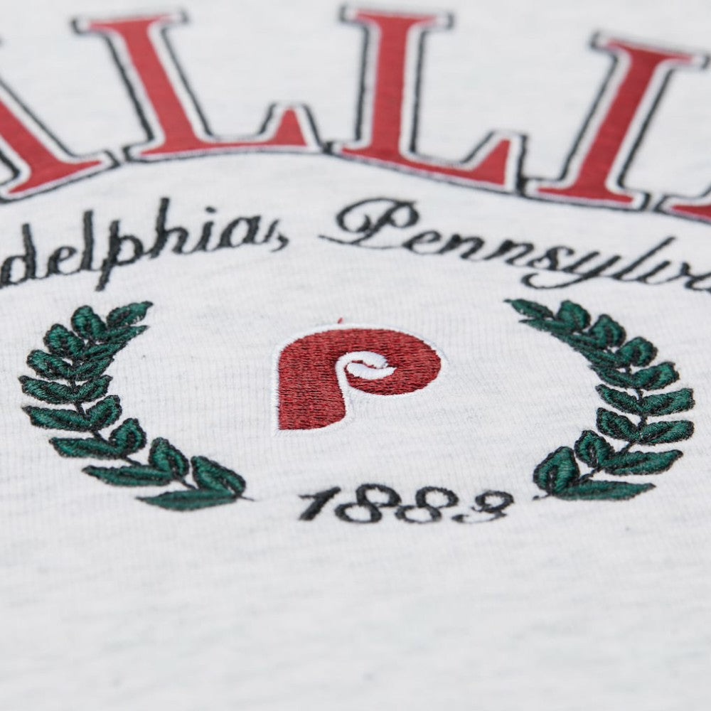 Heather Gray Philadelphia Phillies Mitchell & Ness Women's Cropped Toggle Pullover Sweatshirt
