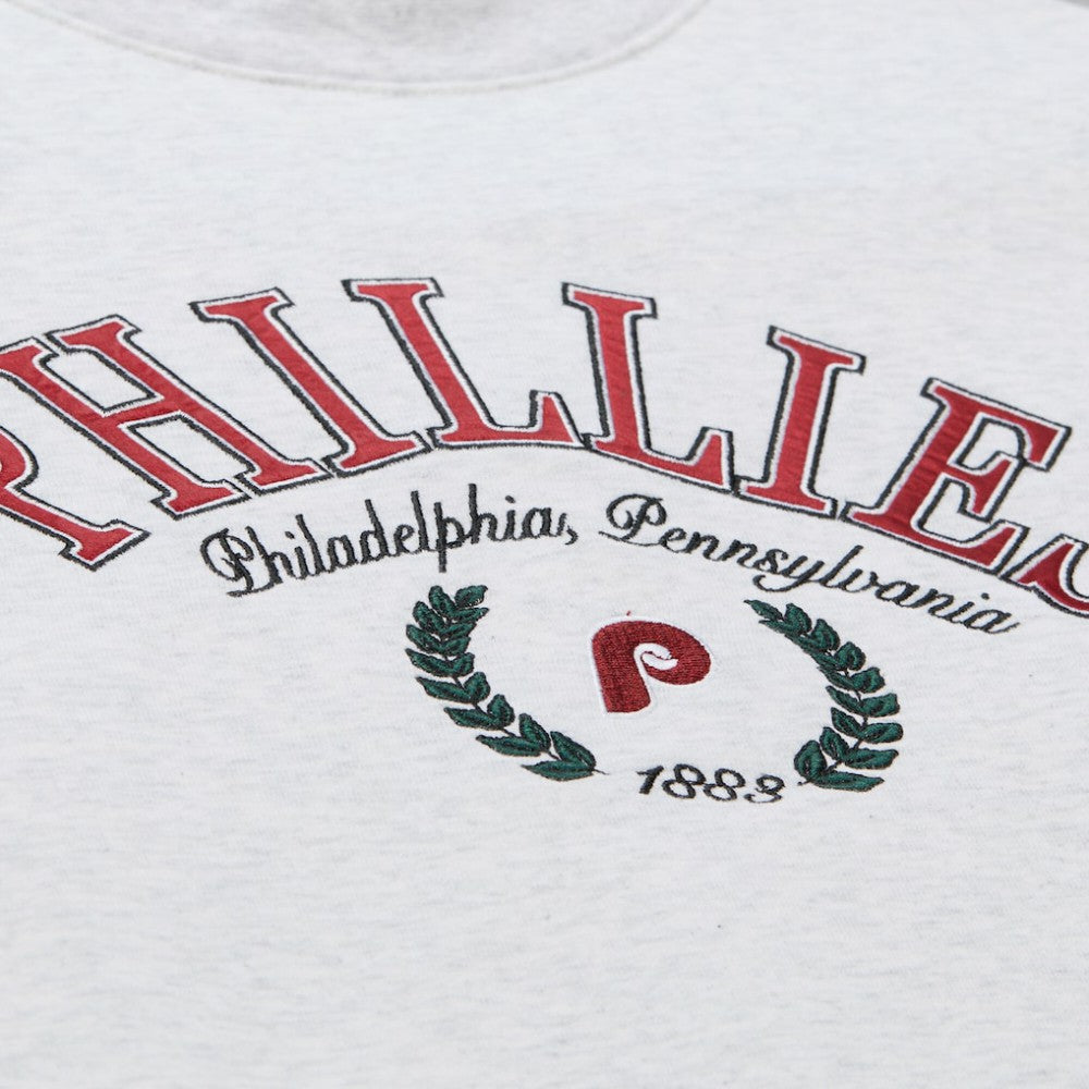 Heather Gray Philadelphia Phillies Mitchell & Ness Women's Cropped Toggle Pullover Sweatshirt