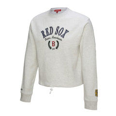 Heather Gray Boston Red Sox Mitchell & Ness Women's Cropped Toggle Pullover Sweatshirt