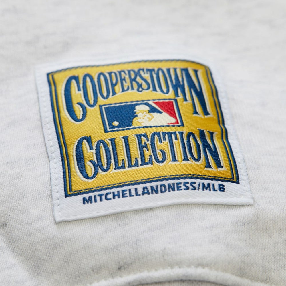Heather Gray Atlanta Braves Mitchell & Ness Women's Cropped Toggle Pullover Sweatshirt