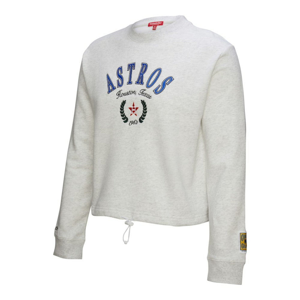 Heather Gray Houston Astros Mitchell & Ness Women's Cropped Toggle Pullover Sweatshirt