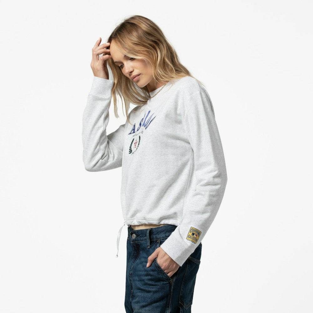 Heather Gray Houston Astros Mitchell & Ness Women's Cropped Toggle Pullover Sweatshirt