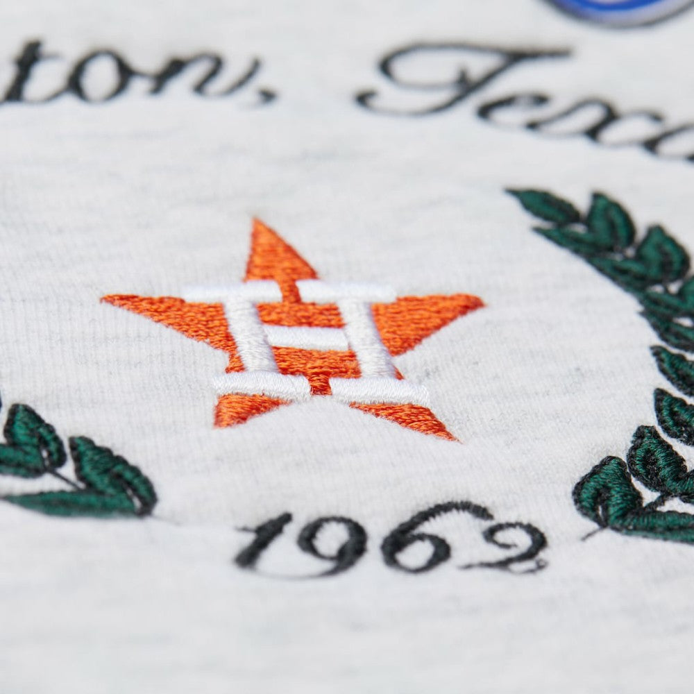 Heather Gray Houston Astros Mitchell & Ness Women's Cropped Toggle Pullover Sweatshirt
