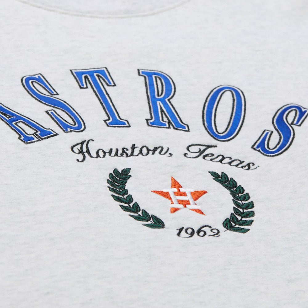 Heather Gray Houston Astros Mitchell & Ness Women's Cropped Toggle Pullover Sweatshirt