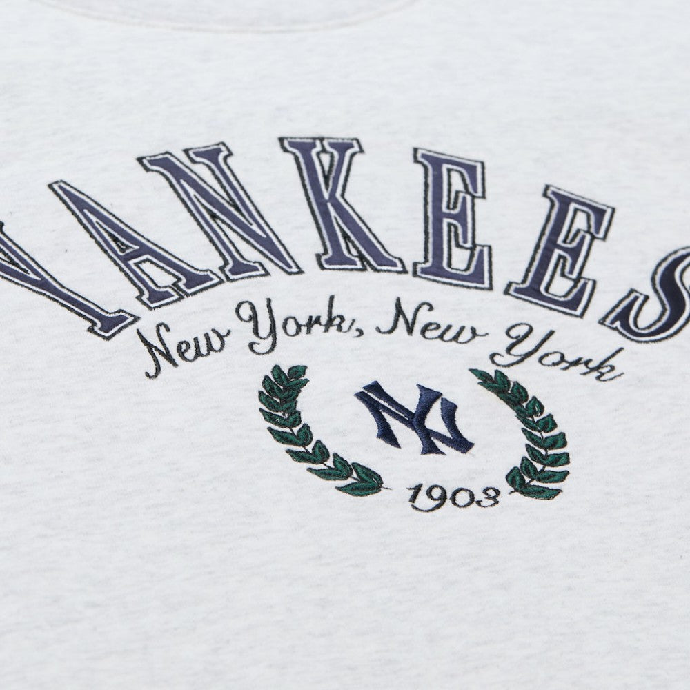 Heather Gray New York Yankees Mitchell & Ness Women's Cropped Toggle Pullover Sweatshirt