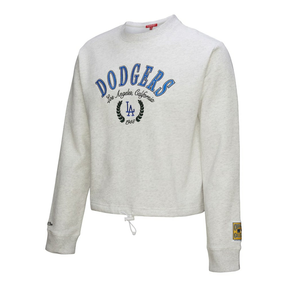 Heather Gray Los Angeles Dodgers Mitchell & Ness Women's Cropped Toggle Pullover Sweatshirt