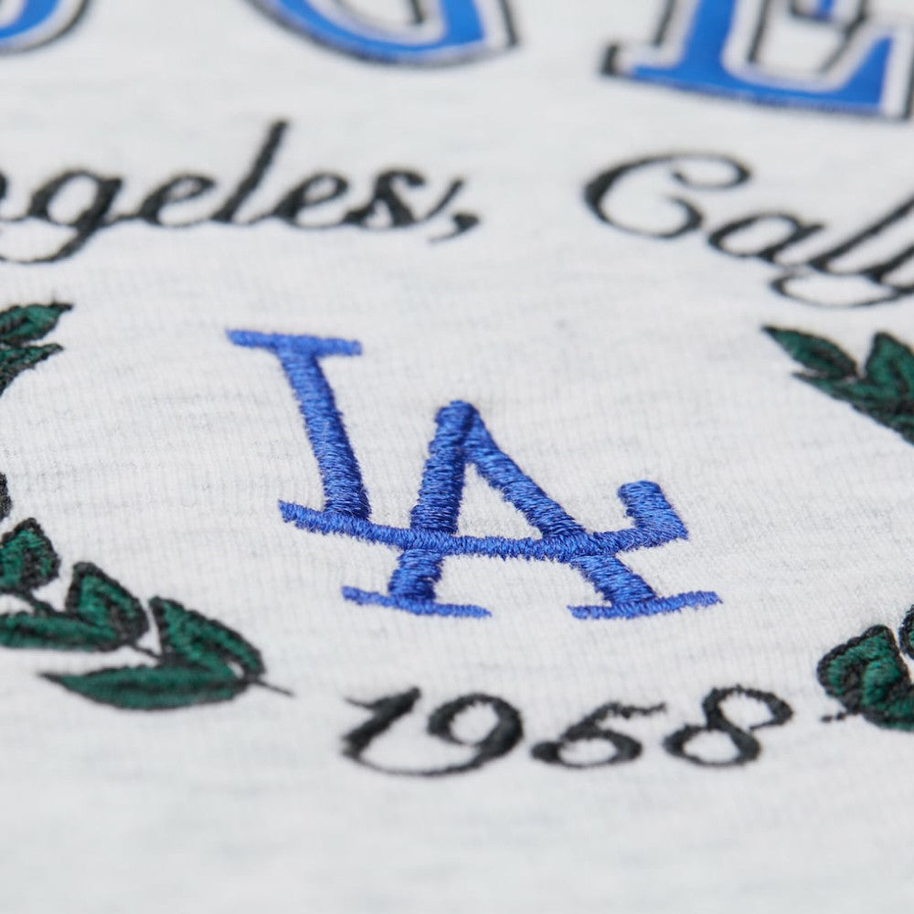 Heather Gray Los Angeles Dodgers Mitchell & Ness Women's Cropped Toggle Pullover Sweatshirt