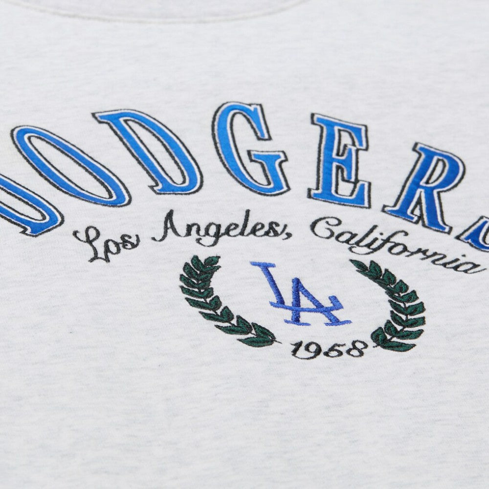 Heather Gray Los Angeles Dodgers Mitchell & Ness Women's Cropped Toggle Pullover Sweatshirt