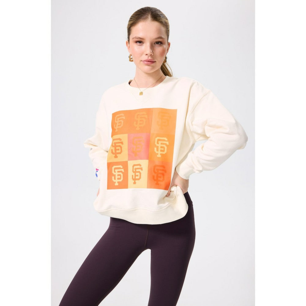 Cream San Francisco Giants Terez Women's Technicolor  Oversized Pullover Sweatshirt