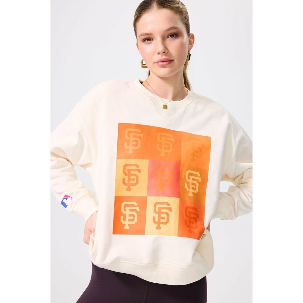 Cream San Francisco Giants Terez Women's Technicolor  Oversized Pullover Sweatshirt