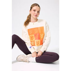 Cream San Francisco Giants Terez Women's Technicolor  Oversized Pullover Sweatshirt
