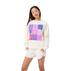 Cream New York Mets Terez Women's Technicolor  Oversized Pullover Sweatshirt