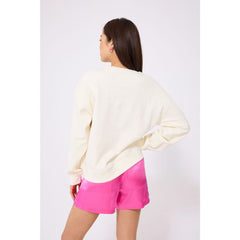 Cream Los Angeles Dodgers Terez Women's Technicolor  Oversized Pullover Sweatshirt
