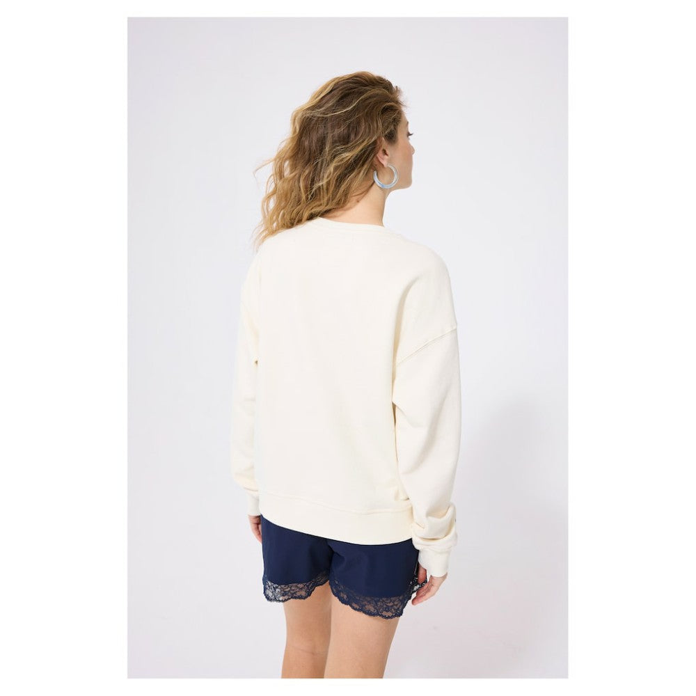 Cream Chicago Cubs Terez Women's Technicolor  Oversized Pullover Sweatshirt