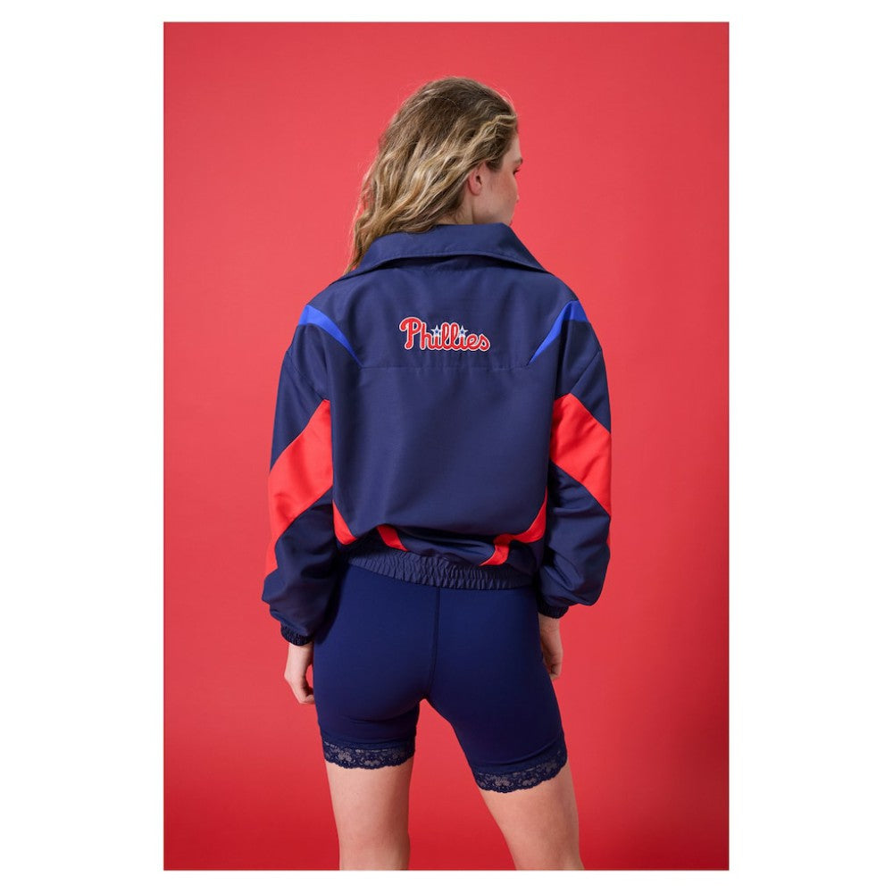Navy Philadelphia Phillies Terez Women's Ripstop Chevron Quarter-Zip Pullover