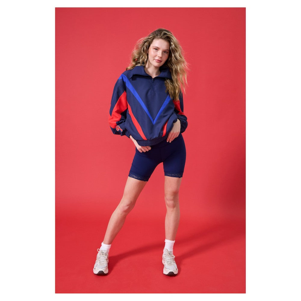 Navy Philadelphia Phillies Terez Women's Ripstop Chevron Quarter-Zip Pullover