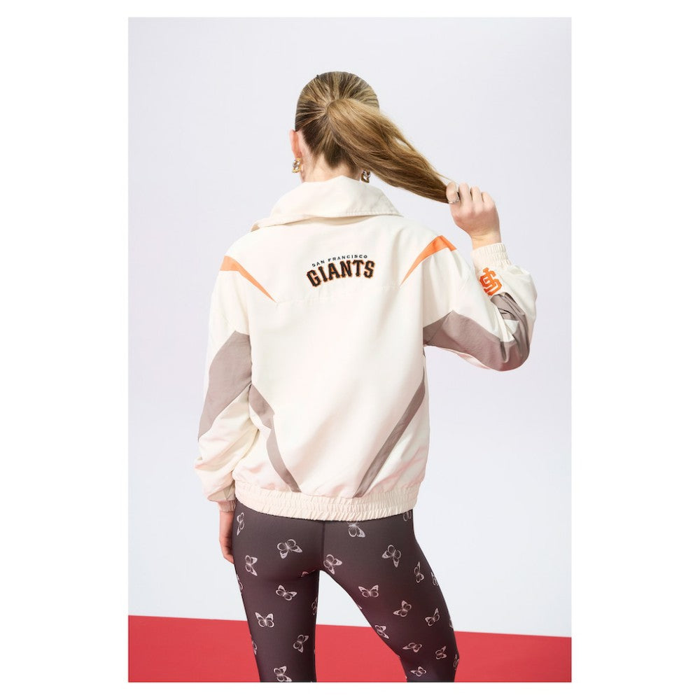 Cream San Francisco Giants Terez Women's Ripstop Chevron Quarter-Zip Pullover