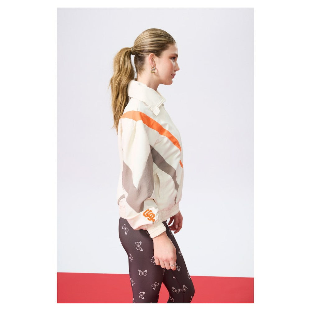 Cream San Francisco Giants Terez Women's Ripstop Chevron Quarter-Zip Pullover