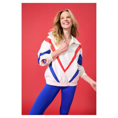 Cream Chicago Cubs Terez Women's Ripstop Chevron Quarter-Zip Pullover