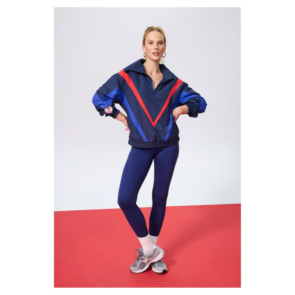 Navy New York Yankees Terez Women's Ripstop Chevron Quarter-Zip Pullover