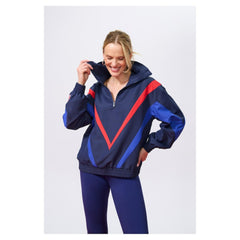 Navy New York Yankees Terez Women's Ripstop Chevron Quarter-Zip Pullover