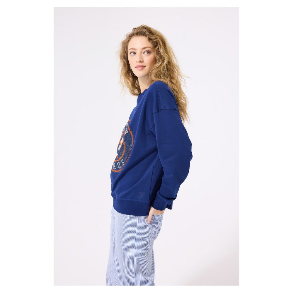 Navy Houston Astros Terez Women's Oversized Gemstone Logo Sweatshirt