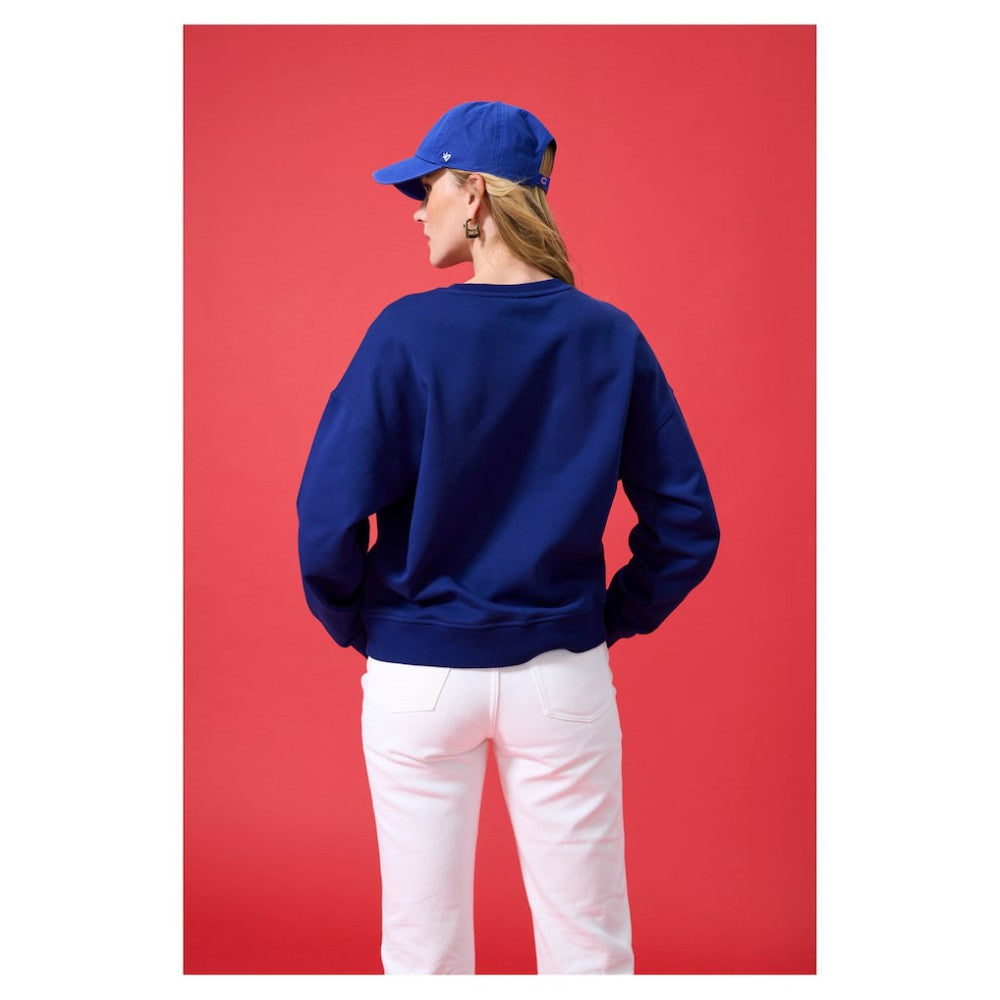 Navy Chicago Cubs Terez Women's Oversized Gemstone Logo Sweatshirt