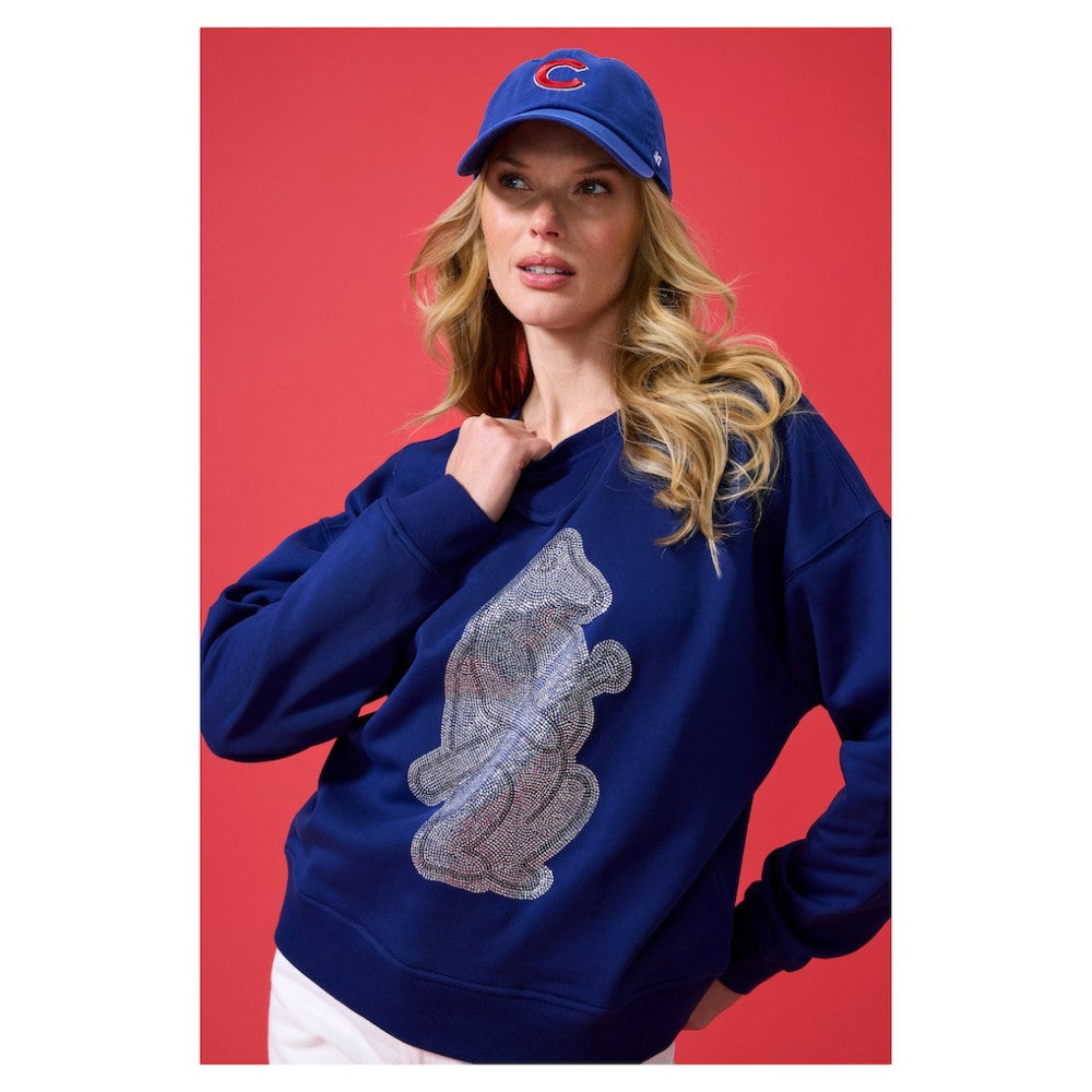 Navy Chicago Cubs Terez Women's Oversized Gemstone Logo Sweatshirt
