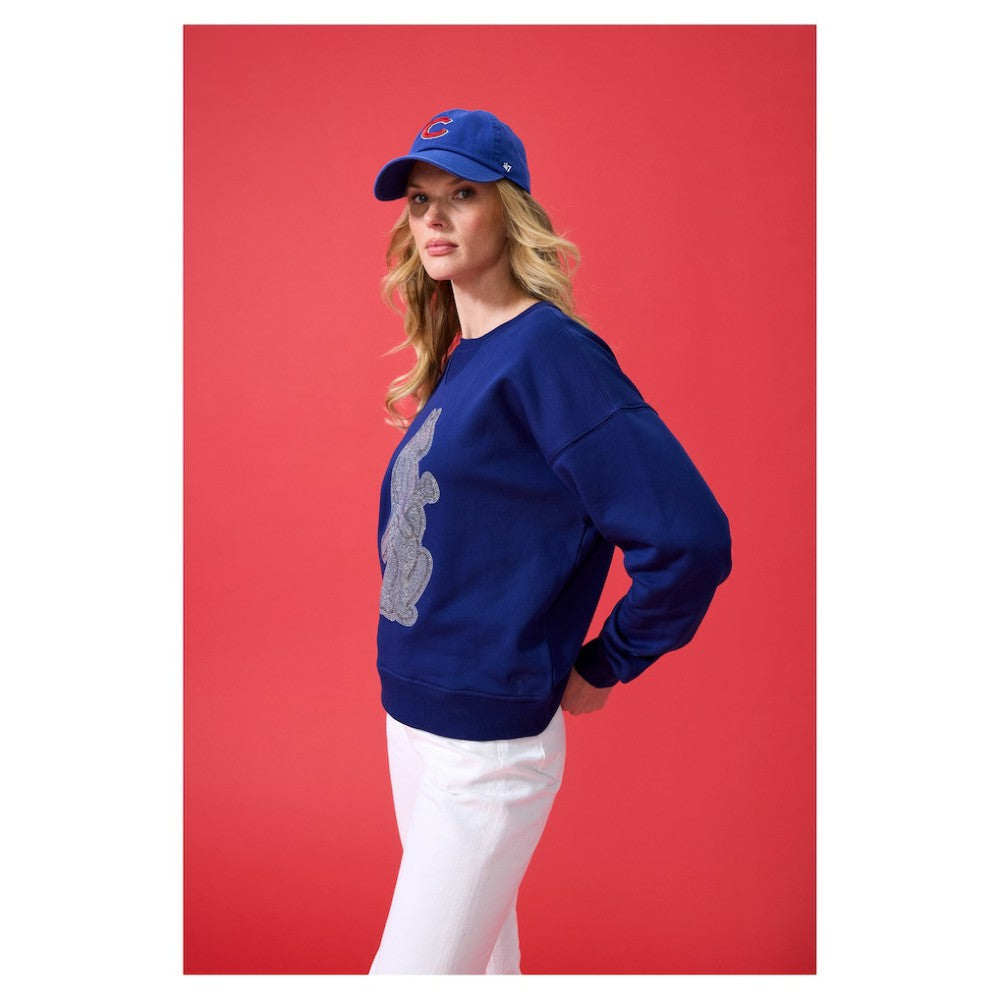 Navy Chicago Cubs Terez Women's Oversized Gemstone Logo Sweatshirt