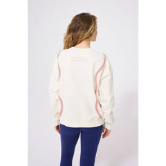 Cream Chicago Cubs Terez Women's Baseball Stitch Pullover Sweatshirt
