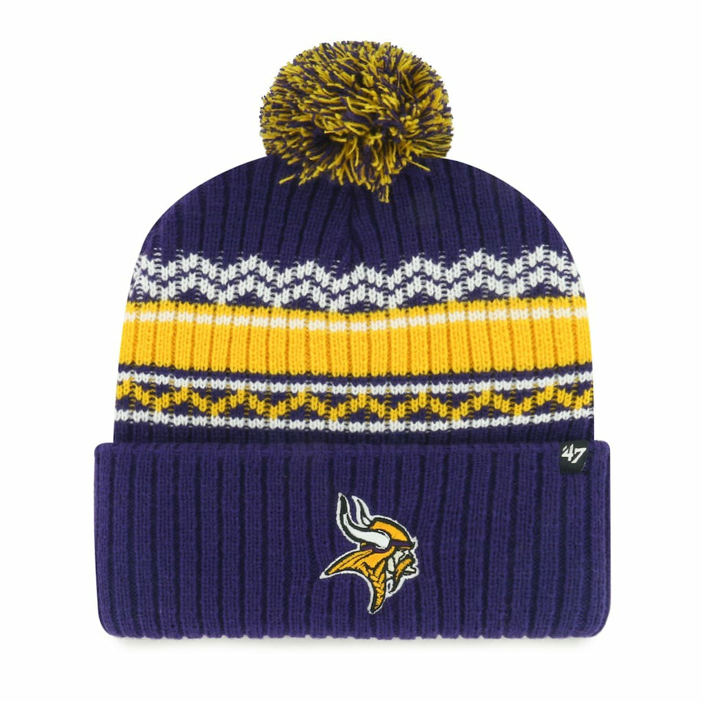 '47 Youth Polar Vortex Cuffed Knit Hat with Pom - Minnesota Vikings Hats