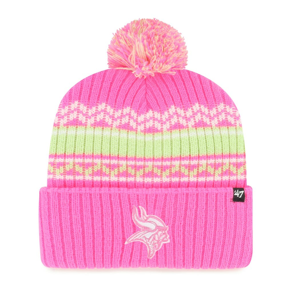 '47 Girls Youth Polar Vortex Cuffed Knit Hat with Pom - Minnesota Vikings Hats