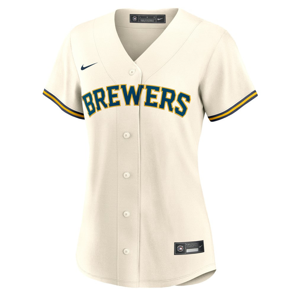 Cream Jackson Chourio Milwaukee Brewers Nike Women's Home Replica Jersey