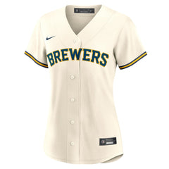 Cream Jackson Chourio Milwaukee Brewers Nike Women's Home Replica Jersey