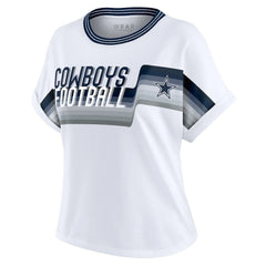 WEAR by Erin Andrews Women's Cropped Center Stripe Dolman T-Shirt - Dallas Cowboys T-shirts