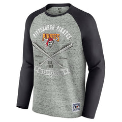 Heather Gray Pittsburgh Pirates Darius Rucker Collection by Fanatics Raw Edge Raglan Long Sleeve Baseball T-Shirt