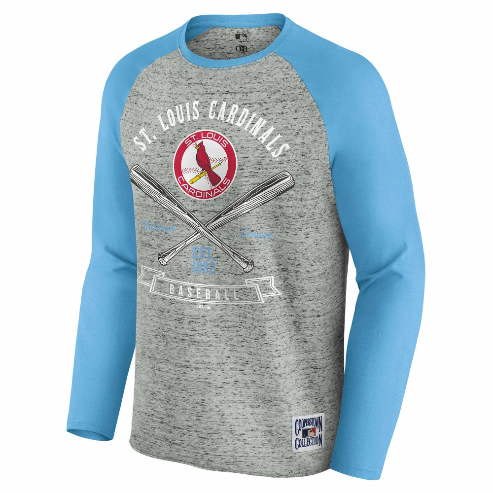 Heather Gray St. Louis Cardinals Darius Rucker Collection by Fanatics Raw Edge Raglan Long Sleeve Baseball T-Shirt