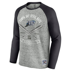 Heather Gray Tampa Bay Rays Darius Rucker Collection by Fanatics Raw Edge Raglan Long Sleeve Baseball T-Shirt