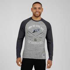 Heather Gray Tampa Bay Rays Darius Rucker Collection by Fanatics Raw Edge Raglan Long Sleeve Baseball T-Shirt