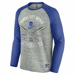 Heather Gray Kansas City Royals Darius Rucker Collection by Fanatics Raw Edge Raglan Long Sleeve Baseball T-Shirt