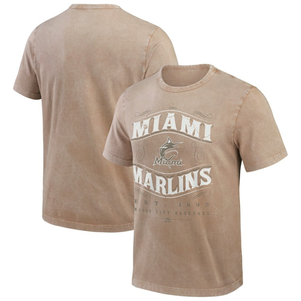 Tan Miami Marlins Darius Rucker Collection by Fanatics Sunfaded T-Shirt