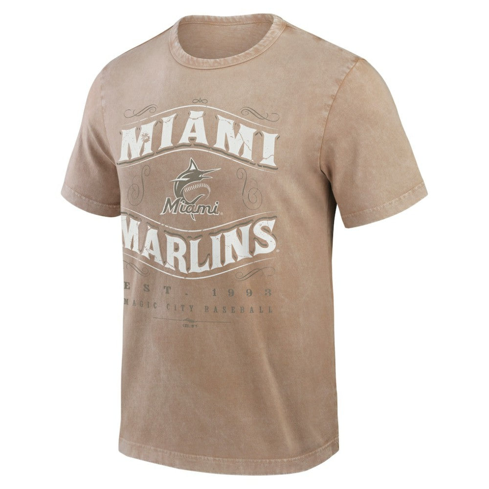 Tan Miami Marlins Darius Rucker Collection by Fanatics Sunfaded T-Shirt