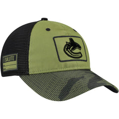 NHL Vancouver Canucks Fanatics Military Appreciation Trucker Adjustable Hat