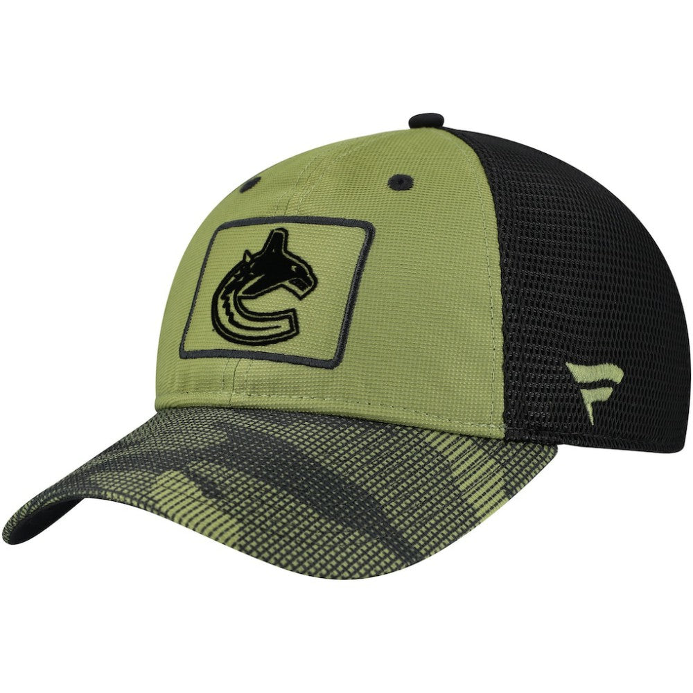 NHL Vancouver Canucks Fanatics Military Appreciation Trucker Adjustable Hat