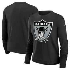 Women's Large Logo Cropped Long Sleeve Fashion T-Shirt - Las Vegas Raiders T-shirts