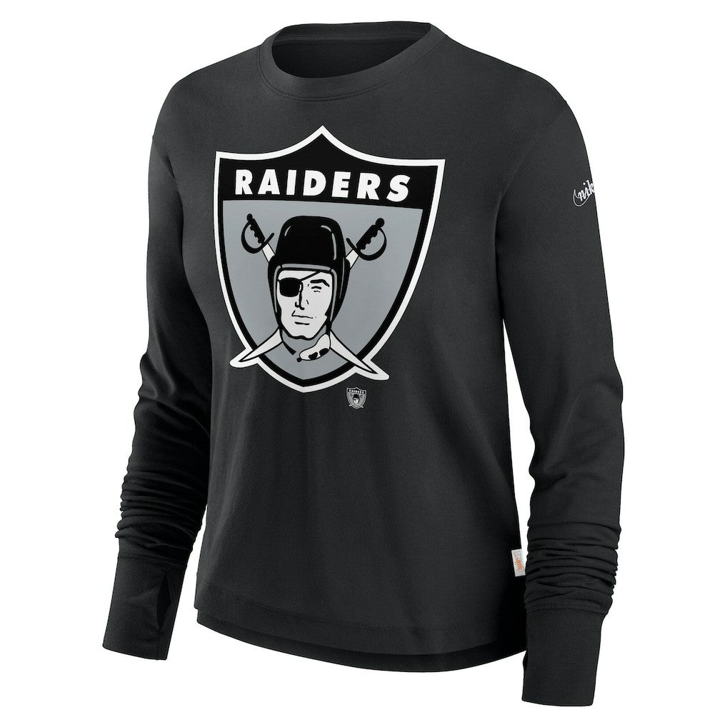 Women's Large Logo Cropped Long Sleeve Fashion T-Shirt - Las Vegas Raiders T-shirts
