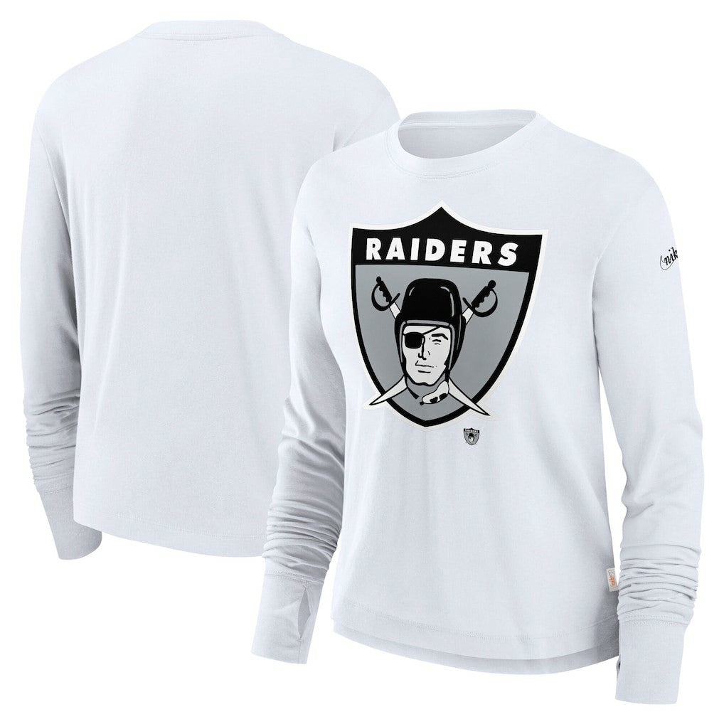 Women's Large Logo Cropped Long Sleeve Fashion T-Shirt - Las Vegas Raiders T-shirts