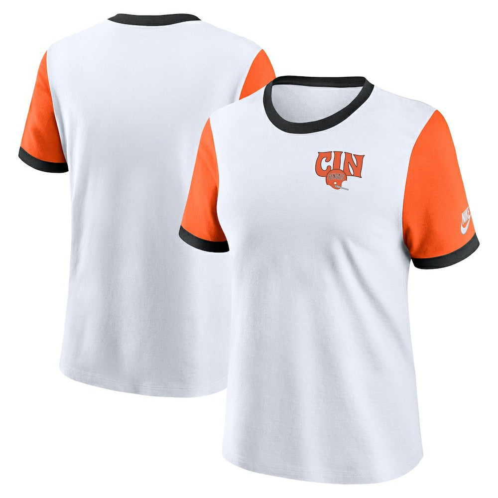 Women's Rewind Ringer Tri-Blend T-Shirt - Cincinnati Bengals T-shirts